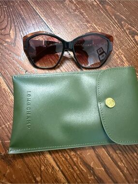 Longchamp Black Havana Honey Oversized Gradient Sunglasses